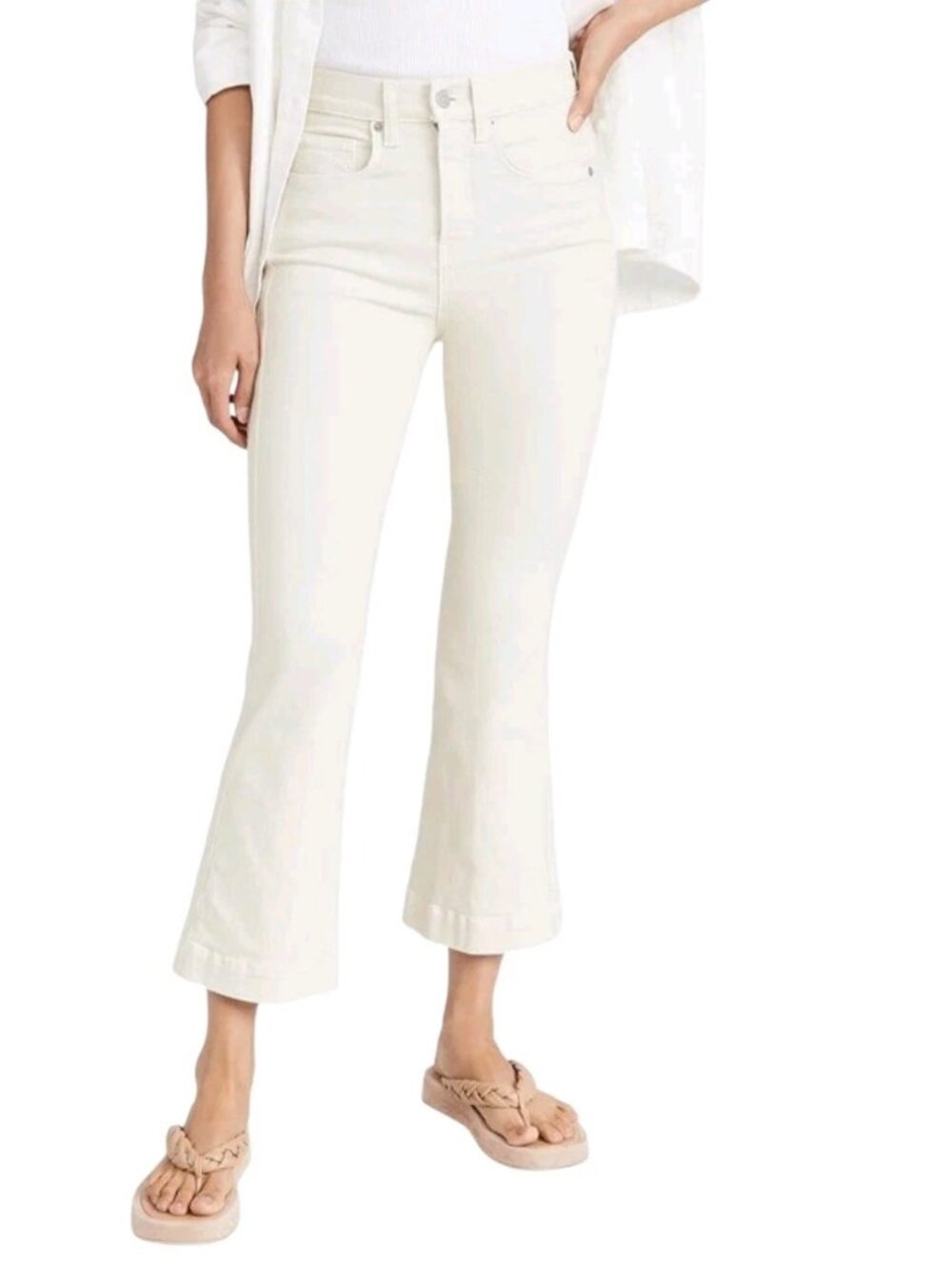 Veronica Beard Womens Jeans Size 26 Ecru Carson High Rise Ankle Flare New